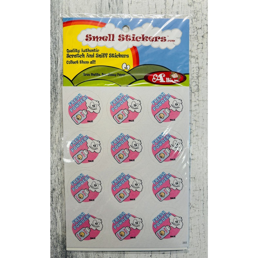 Rare Scratch & sniff happy Allie scented Sticker Matte pack Fresh Powder New